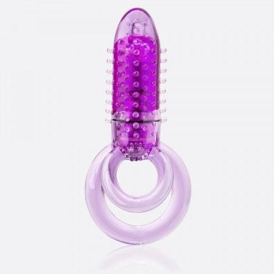 Фиолетовое виброкольцо с подхватом мошонки DOUBLE O 8 PURPLE от Screaming O