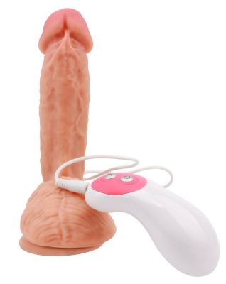 Телесный вибратор-реалистик Extreal Sensual Controller с пультом - 18,5 см. от Chisa