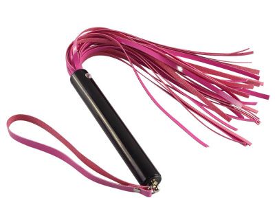 Розовая лаковая плеть с черной рукоятью - 40 см. от Sitabella