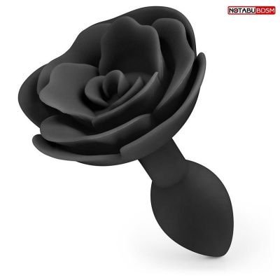 Черная гладкая анальная втулка-роза от Bior toys