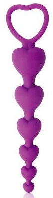 Фиолетовая анальная цепочка с сердечками - 14,5 см. от Bior toys