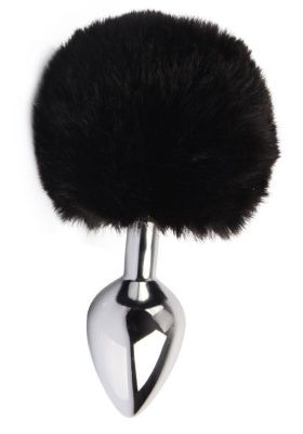 Серебристая анальная втулка с заячьим хвостиком Frolics Fur Tail Butt Plug от Chisa