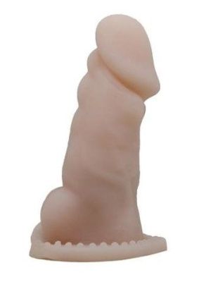 Телесная закрытая насадка на пенис с вибрацией - 13,3 см. от Baile