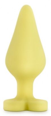 Желтая анальная пробка с основанием-сердечком Naughtier Candy Heart Fill Me Up - 8,9 см. от Blush Novelties