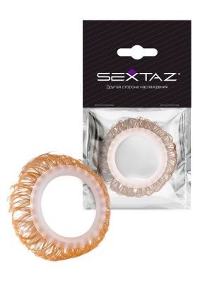 Эрекционное кольцо с бежевыми «ресничками» от Sextaz