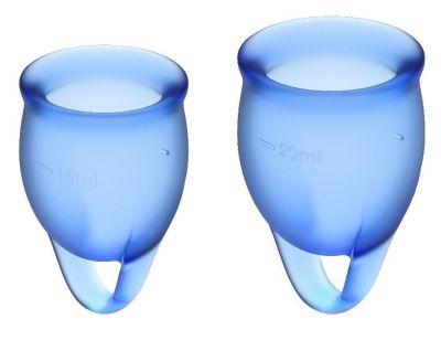 Набор синих менструальных чаш Feel confident Menstrual Cup от Satisfyer