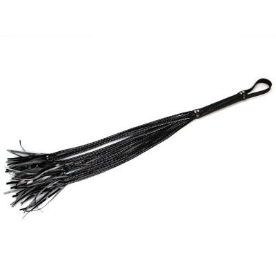 Чёрная плеть с лаковыми хвостиками - 79 см. от Lux Fetish