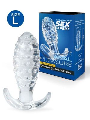 Прозрачная анальная пробка с шишечками - 10 см. от Sex Expert