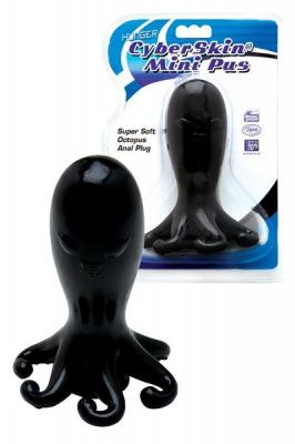 Черная  анальная втулка в виде осьминога - 15 см. от Dream Toys
