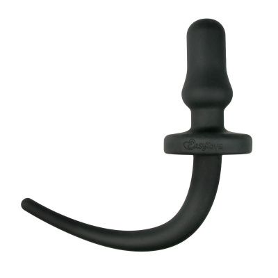 Черная анальная втулка Dog Tail Plug с хвостом от EasyToys