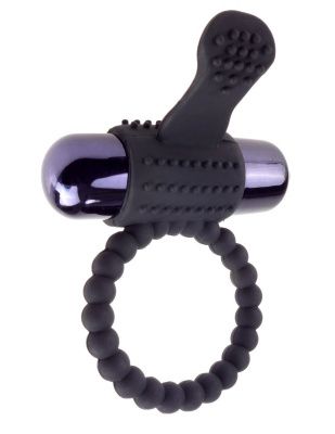 Черное эрекционное виброкольцо Vibrating Silicone Super Ring от Pipedream