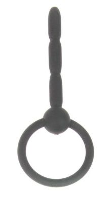 Чёрный уретральный стимулятор с колечком-ограничителем - 6 см. от Bior toys