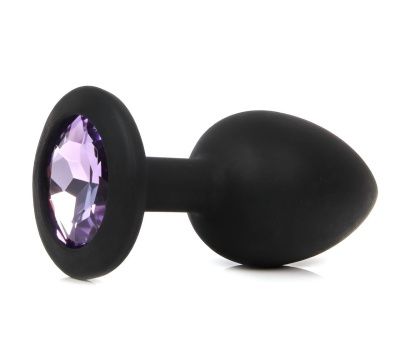 Черная анальная пробка с сиреневым кристаллом - 7,3 см. от Sexy Friend