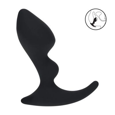 Черная анальная пробка для массажа простаты Double Ripple Silicone Prostate Massager от Shots Media BV