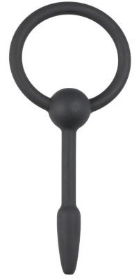 Черный уретральный расширитель Small Silicone Penis Plug With Pull Ring - 10,5 см. от EDC Wholesale