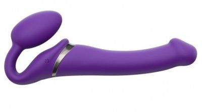 Фиолетовый безремневой вибрострапон Silicone Bendable Strap-On - size M от Strap-on-me