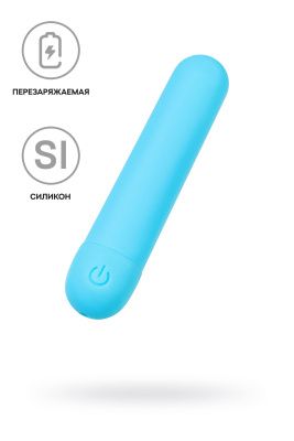 Голубая силиконовая перезаряжаемая вибропуля Murr - 10 см. от A-toys