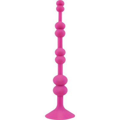 Розовая анальная цепочка с присоской PERLES DASPIRE - 22 см. от NS Novelties