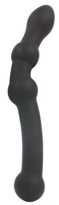 Черный изогнутый двусторонний анальный стимулятор - 22,5 см. от Bior toys