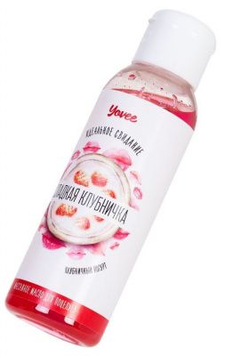 Массажное масло для поцелуев «Сладкая клубничка» с ароматом клубничного йогурта - 100 мл. от ToyFa