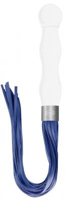 Белый анальный стимулятор-плеть Whipster с синими хвостами от Shots Media BV