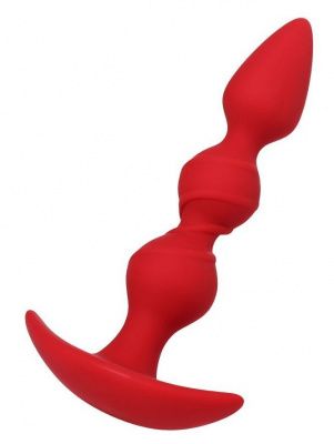 Красная силиконовая анальная втулка Trio - 16 см. от ToyFa