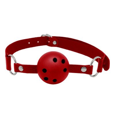 Красный кляп-шар Discretion на регулируемых ремешках от Adrien Lastic