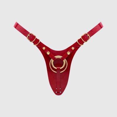 Красный пояс для фиксации насадок Strap-On-Me Leatherette Harness Fabulous от Strap-on-me