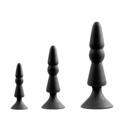 Набор из черных анальных силиконовых втулок MENZSTUFF 3-PIECE ANAL CONE SET от Dream Toys