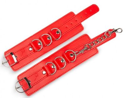Красные наручники на застежках с цепочкой  от Пикантные штучки