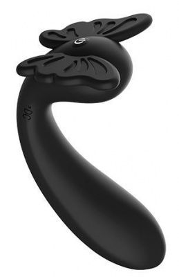 Черный вибромассажер-бабочка BUTTERFLY G от Dream Toys