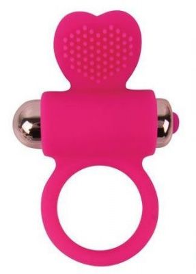 Розовое эрекционное виброкольцо с сердечком от Bior toys