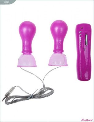 Фиолетовые помпы для сосков с вибрацией  от Eroticon