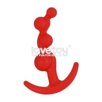 Красная анальная цепочка LURE ME Silicone Anal Toy - 10,5 см. от Lovetoy