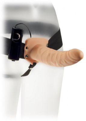 Телесный полый вибрострапон The Extender Plus Vibrating Hollow Strap On - 20,5 см. от Me You Us