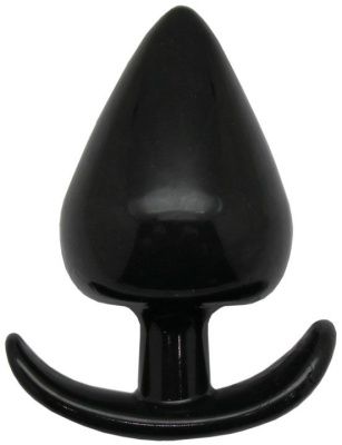 Черная коническая анальная пробка с ограничителем - 9,5 см. от Eroticon