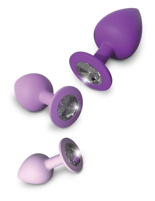 Набор из 3 фиолетовых анальных пробок со стразами Little Gems Trainer Set от Pipedream
