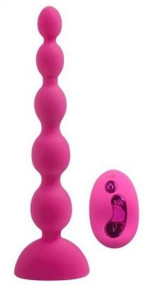 Розовый анальный вибростимулятор Anal Beads L с пультом ДУ - 21,5 см.  от Howells