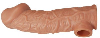 Телесная насадка на фаллос с отверстием для мошонки EXTREME SLEEVE - 17,6 см. от KOKOS
