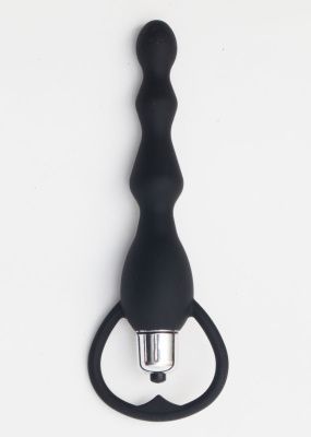 Черный силиконовый анальный вибростимулятор с ограничителем - 17,5 см. от 4sexdreaM
