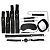 Черный текстильный набор БДСМ: наручники, оковы, ошейник с поводком, кляп, маска, плеть от Bior toys
