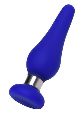 Синяя силиконовая анальная втулка с ограничителем - 11,5 см. от ToyFa