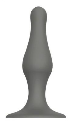 Серый удлиненный анальный стимулятор PLUG WITH SUCTION CUP - 10,3 см. от Dream Toys