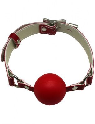 Красный силиконовый кляп-шарик с фиксацией и замочком от Eroticon