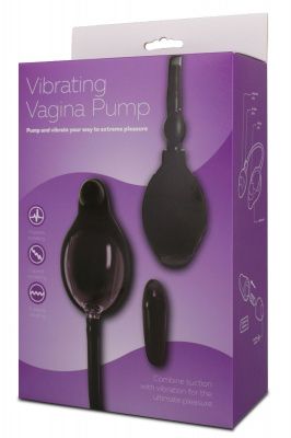Чёрная вибропомпа для вагины с 7 режимами вибрации VIBRATING VAGINA PUMP от Seven Creations