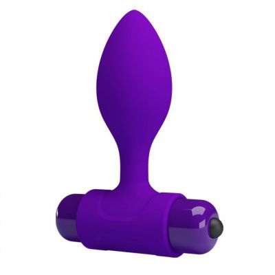 Фиолетовая анальная пробка с мощной вибрацией Vibra - 8,6 см. от Baile
