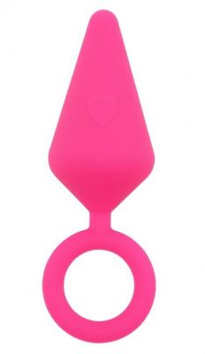 Розовая анальная пробка с кольцом Candy Plug L - 13,2 см. от Chisa