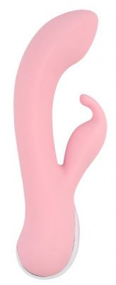 Нежно-розовый вибратор со стимулятором клитора Intimate G Rabbit - 18 см. от Chisa