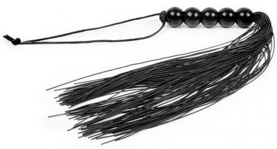 Черная многохвостая плеть с рукоятью-шариками - 35 см. от Bior toys