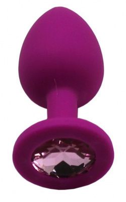 Пурпурная анальная пробка с розовым кристаллом - 7,4 см. от Eroticon